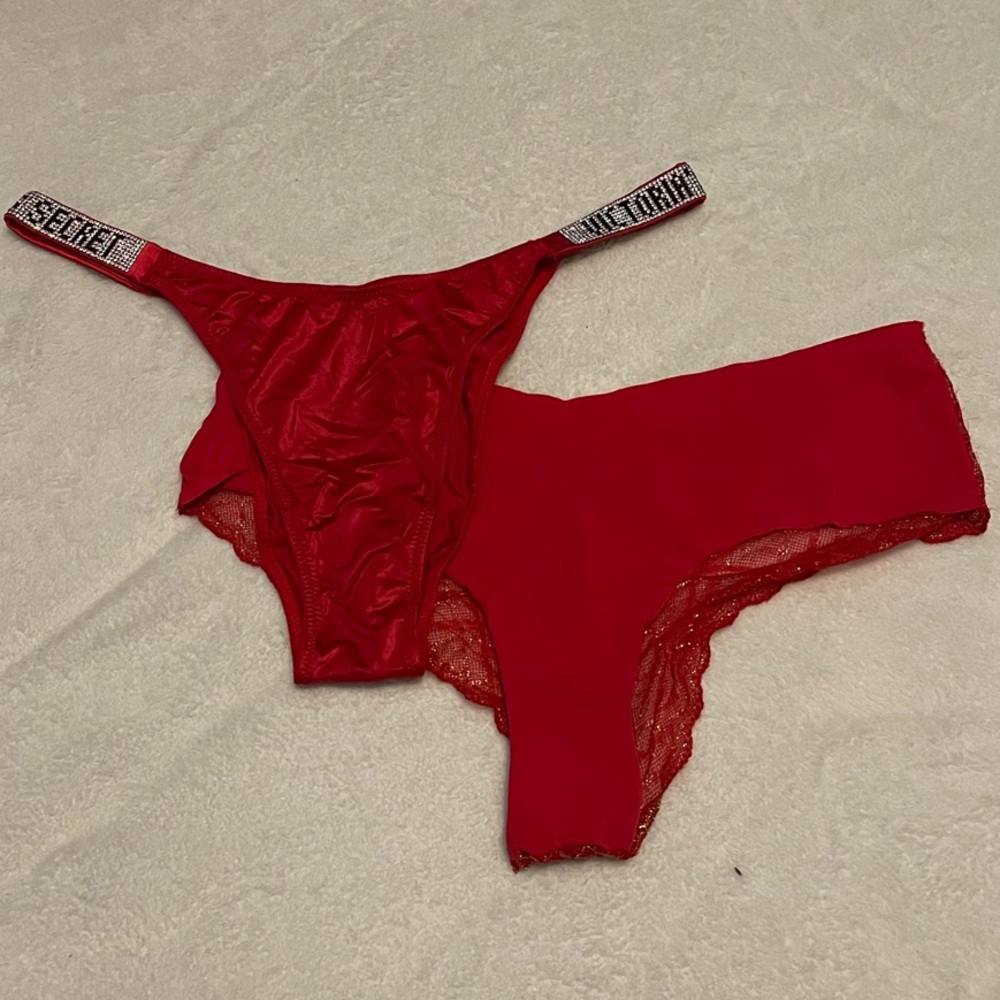 Victoria's Secret Red Lace Thong Set